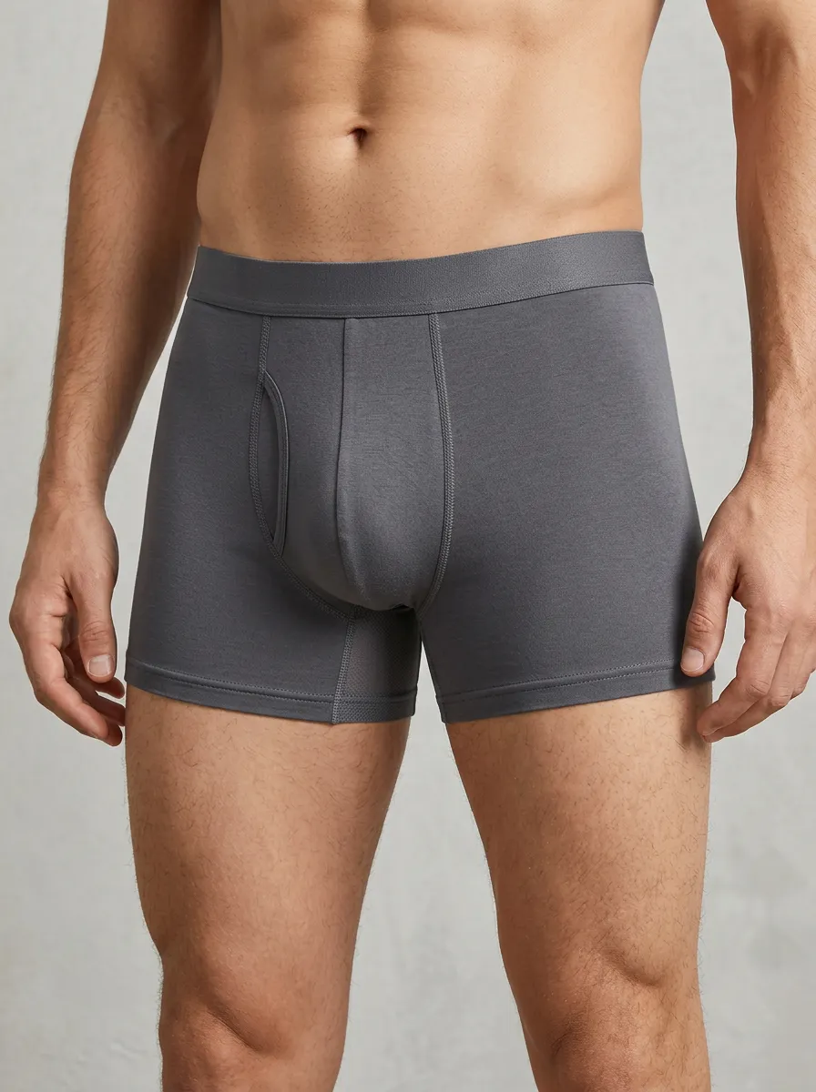 Men's Charcoal Grey Tonal Waistband Fly Front Boxer Briefs