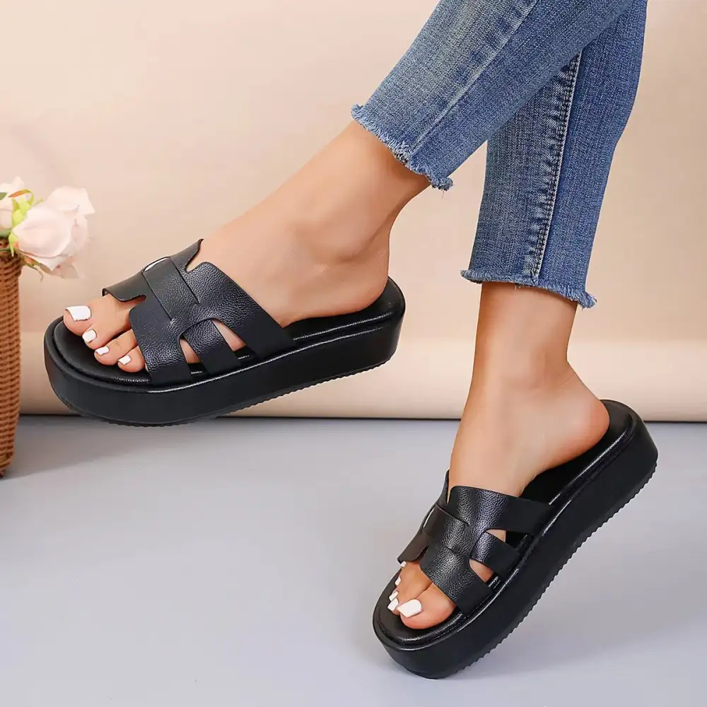 Relaxed Open-Toe Heeled Sandals
