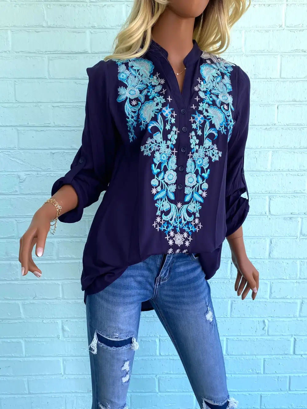 Beaded Detail Tunic Top