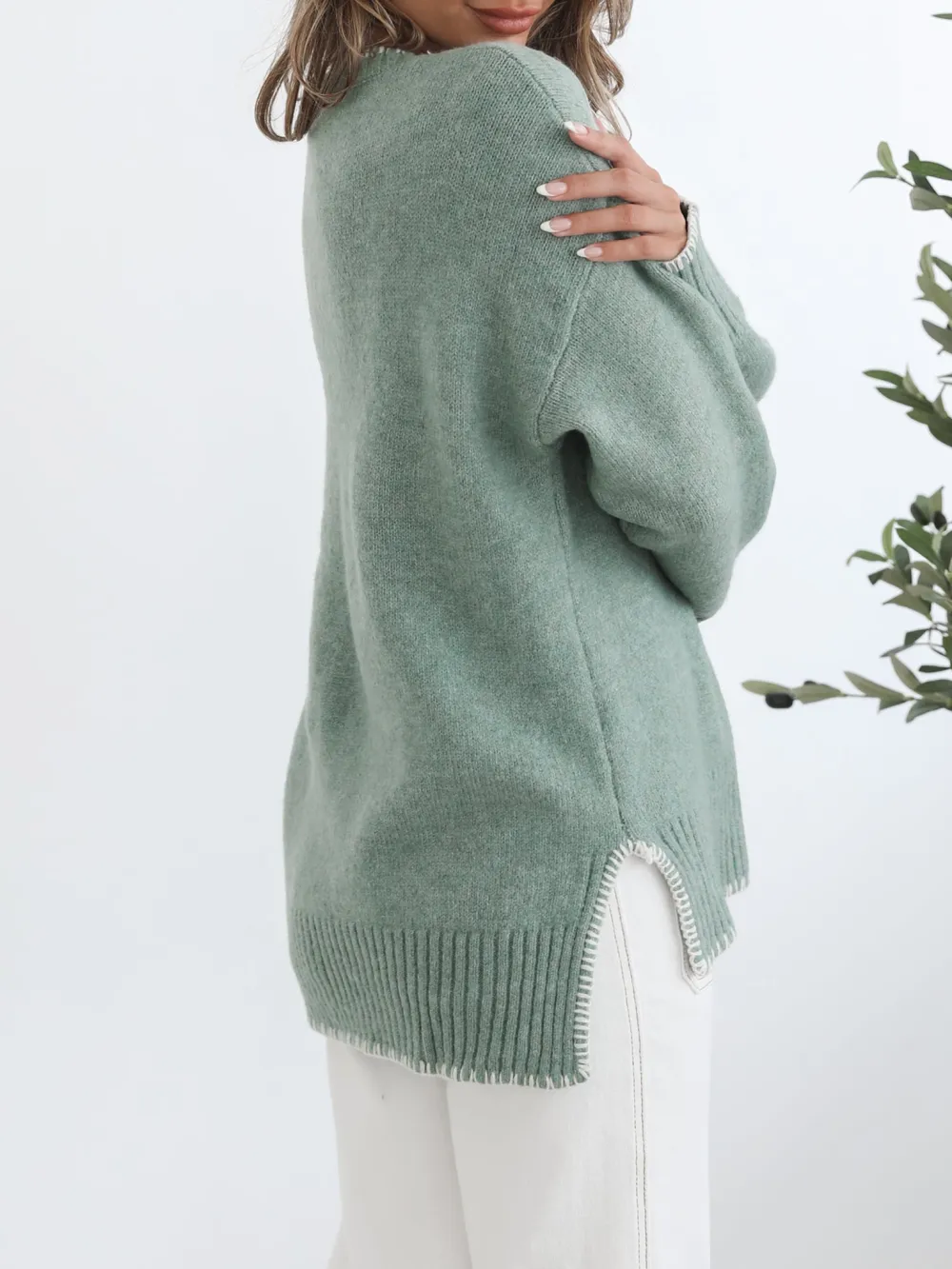 Casual Style Crew Neck Knit