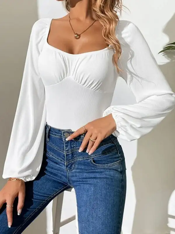 Square Neck Long Sleeved Jumpsuit