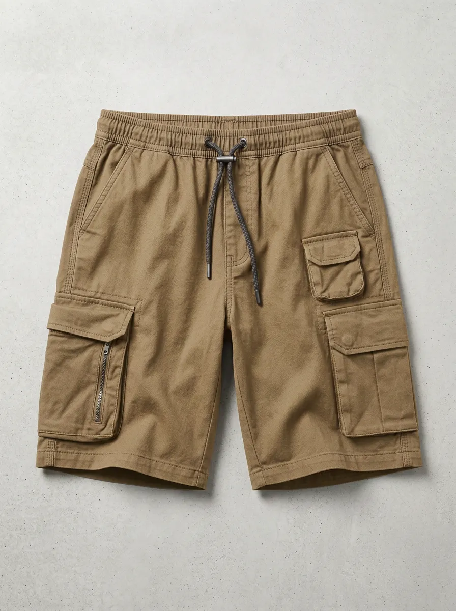 Practical-Look Multi-Pocket Casual Cargo Shorts