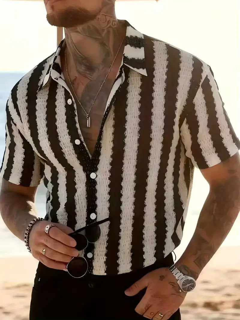 Striped Short Sleeve Casual Shirt