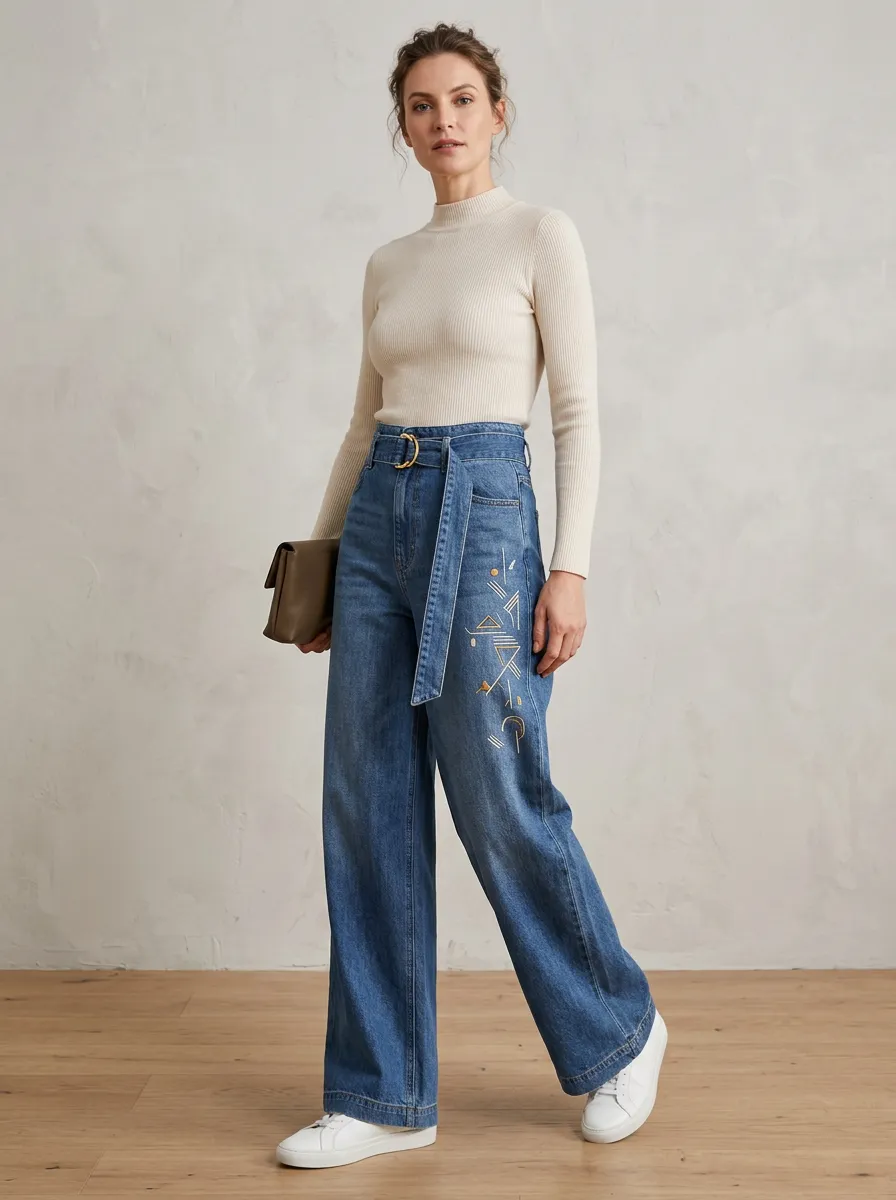 Women's Wide Leg Casual Denim Jeans