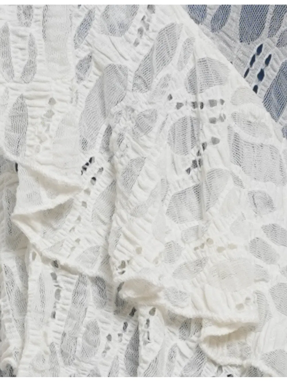 Sheer Lace Layered Ruffle V Neck Irregular Hem Mini Dress