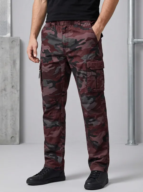 Men's Tactical Outdoor Grey Camouflage Printed Cargo Pants