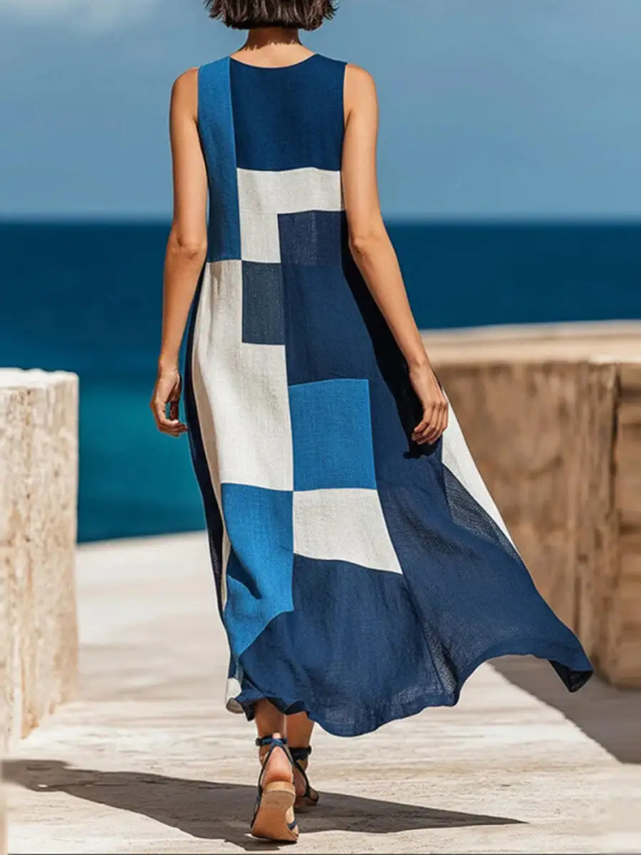 Loose Pockets Neck Maxi Dress