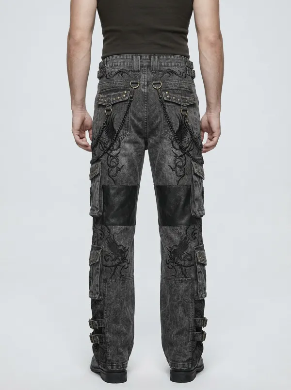 Shadow Skull Profile Men's Gothic Cargo Pants
