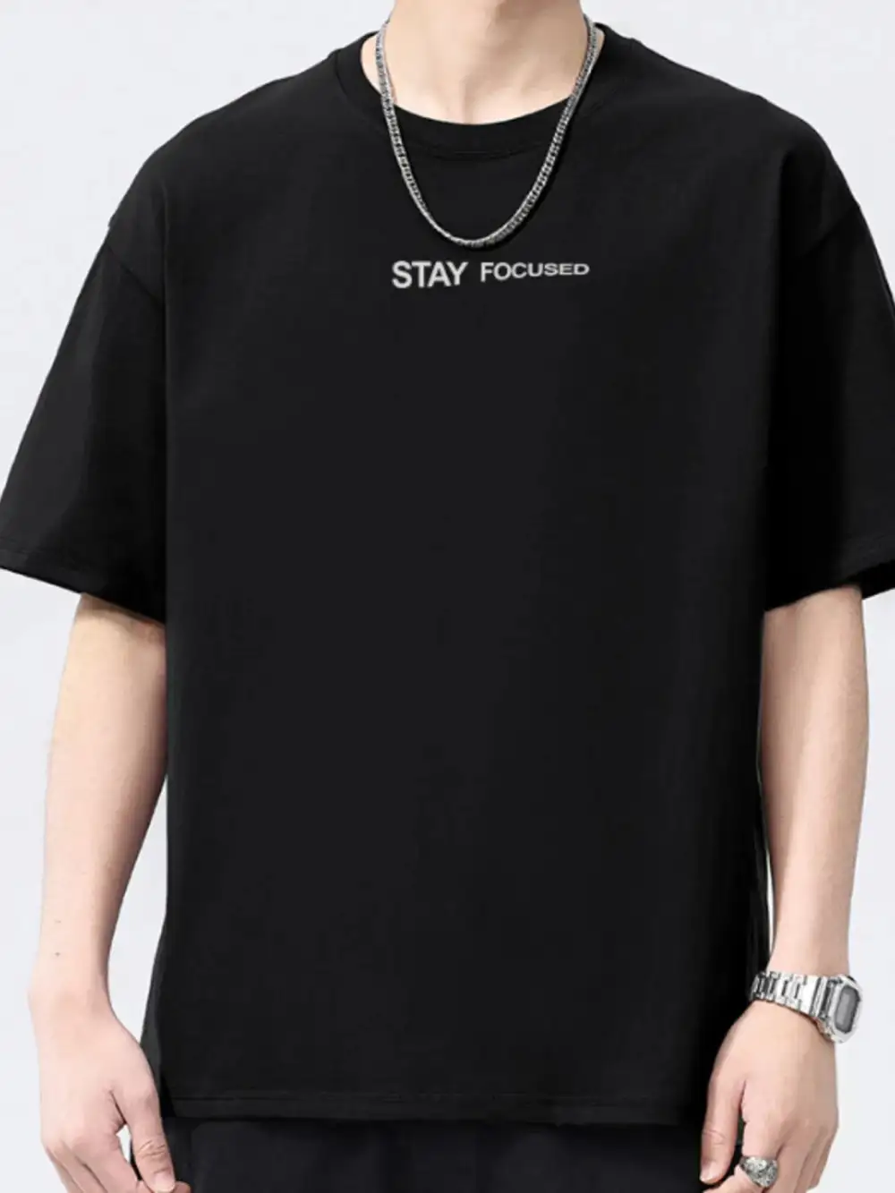 Letter Round-Neck Short-Sleeve T-Shirt