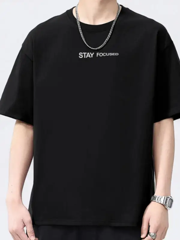 Letter Round-Neck Short-Sleeve T-Shirt