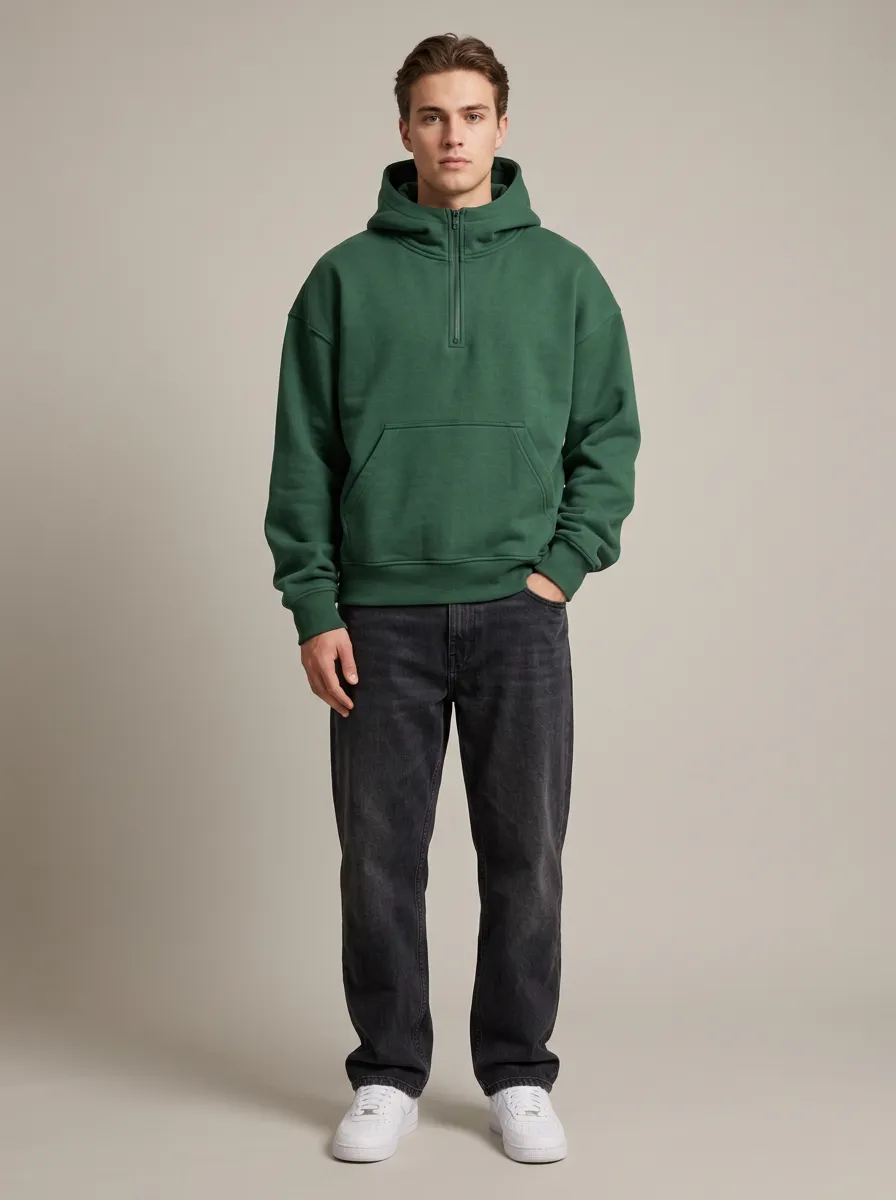 Unisex Quarter Zip Everyday Essential Leisure Hoodie