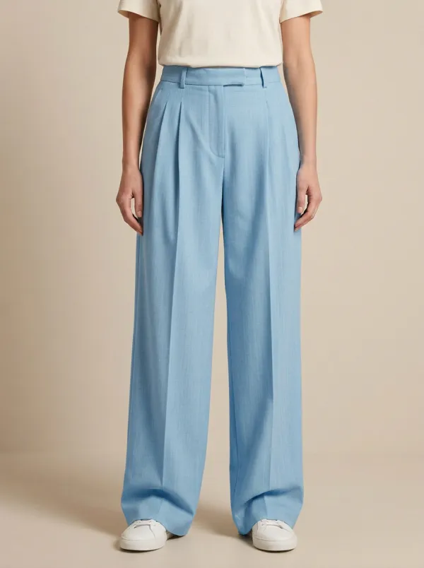 Contemporary Pleated High Rise Wide Leg Trousers
