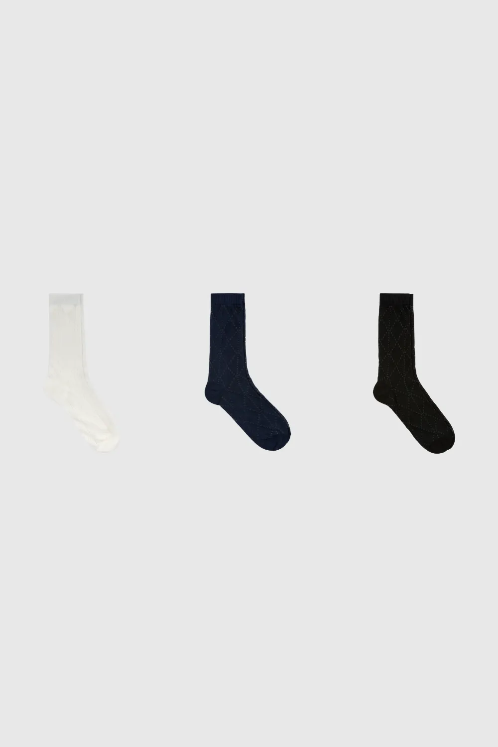 Semi Sheer Dotted Diamond Socks - Three Pack