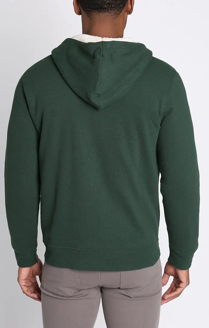 Recycled Jacquard Sherpa Lined Full Zip Hoodie