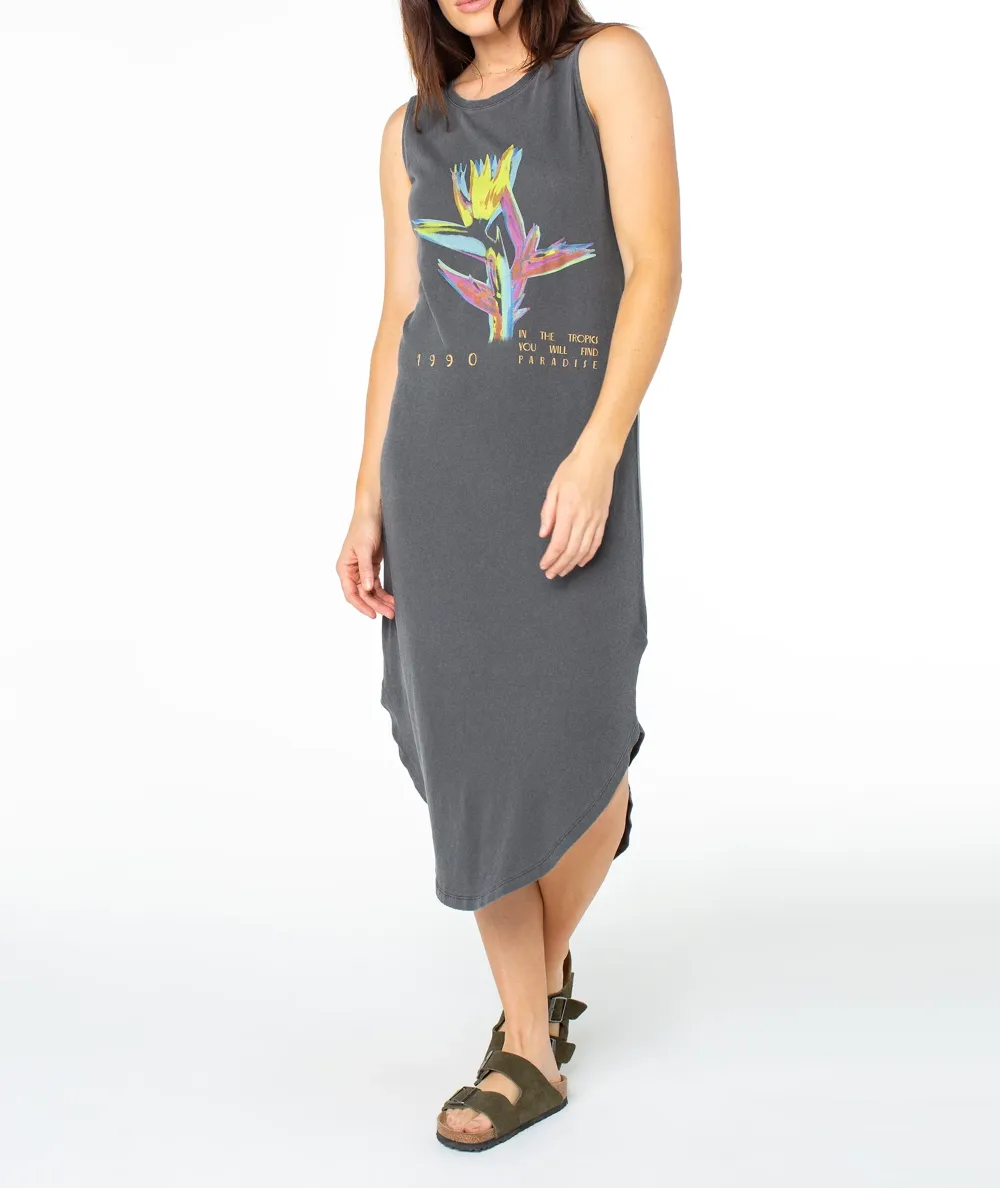 Printed Sleeveless Round-Neck Long Dress