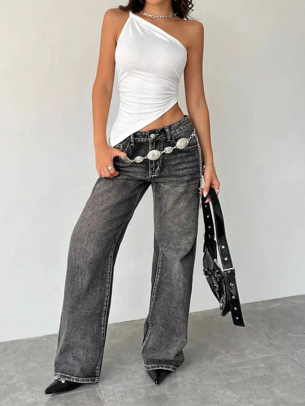 Asymmetrical One Shoulder Slim Fit Camisole Top
