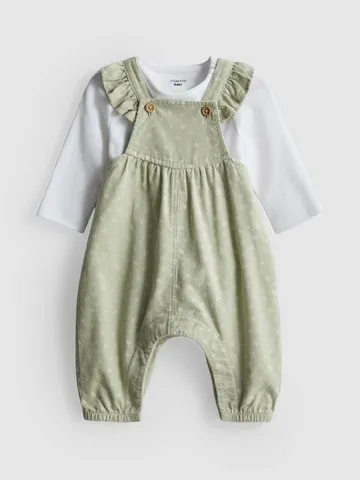 0-18mths | Bodysuit and Corduroy Dungarees Newborn Set