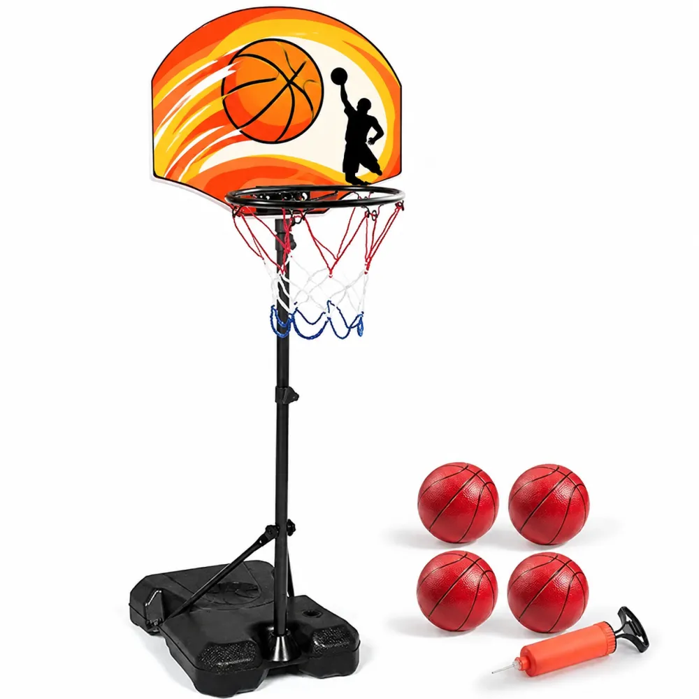 Kids Arcade Basketball Game Set with Adjustable Hoop