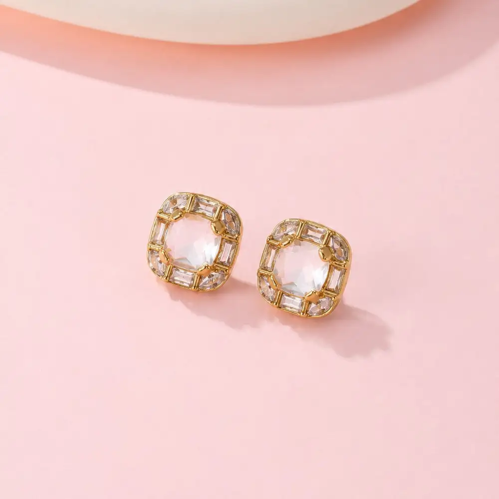 Cushion Cut Jewel Stud arrings
