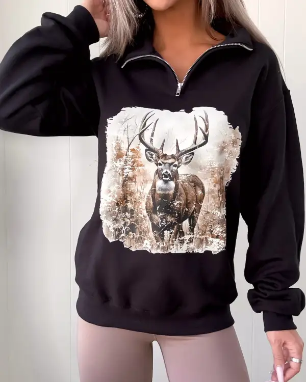 Velvet Quarter-Zip Sweatshirt