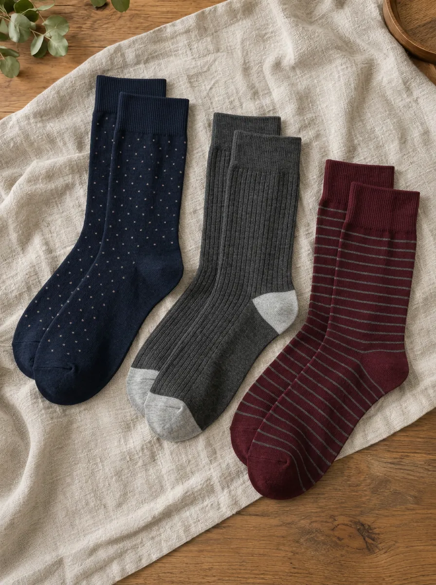 Men's Casual Business Polka Dot Striped Ribbed Printed Socks Set