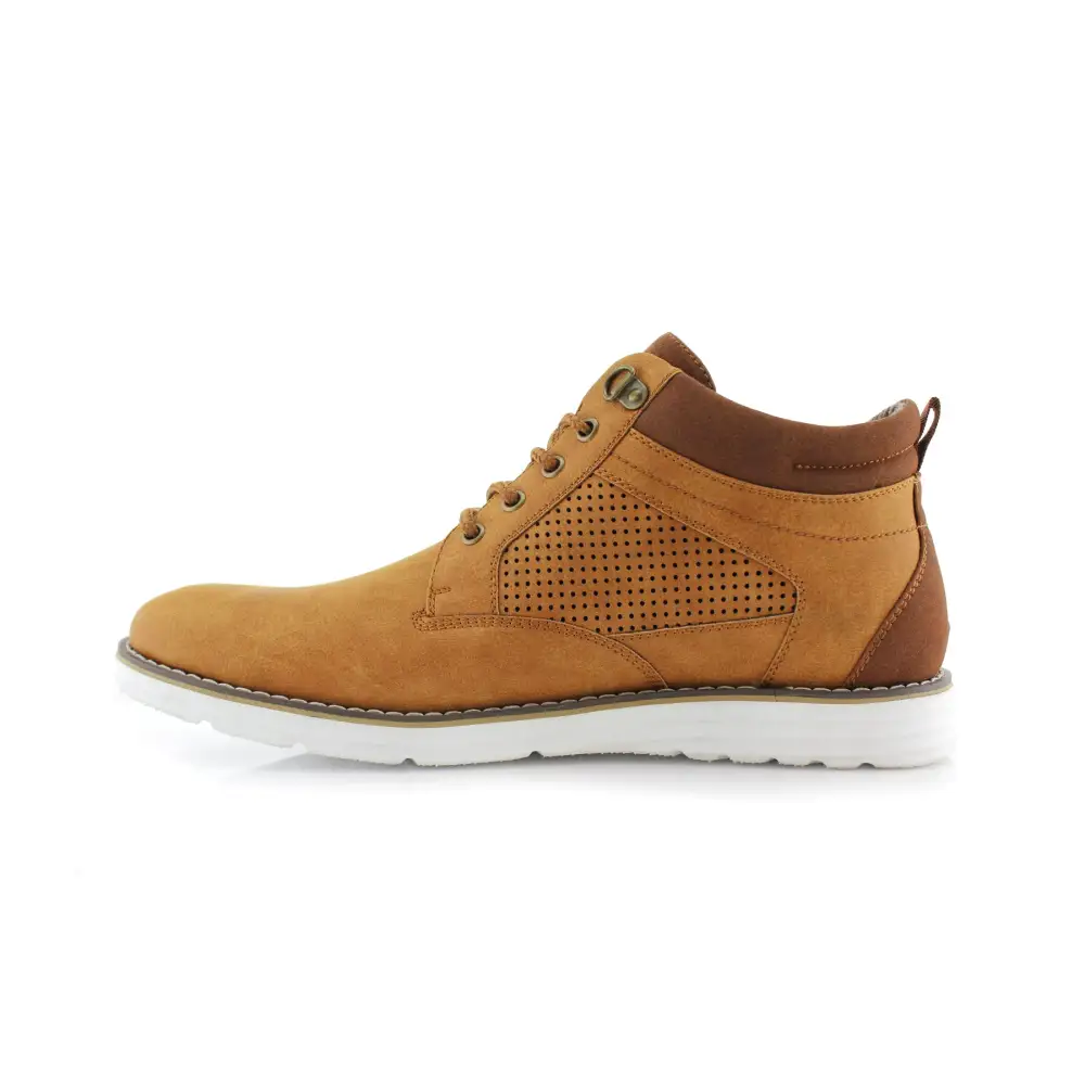 Structured Faux-Suede Suede Faux-Leather Chukka Boots