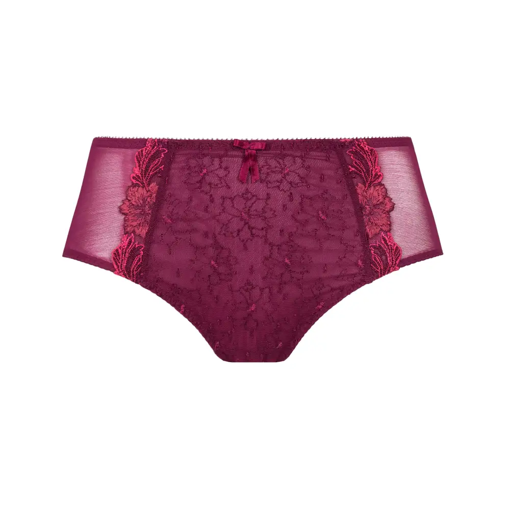 Women's Full Coverage High Waist Elastic Waistband Cotton Gusset Floral Embroidery Mesh Cotton Satin Decorative Bow Soft Fabric Stretch Fit Supportive Fit Brief Panty