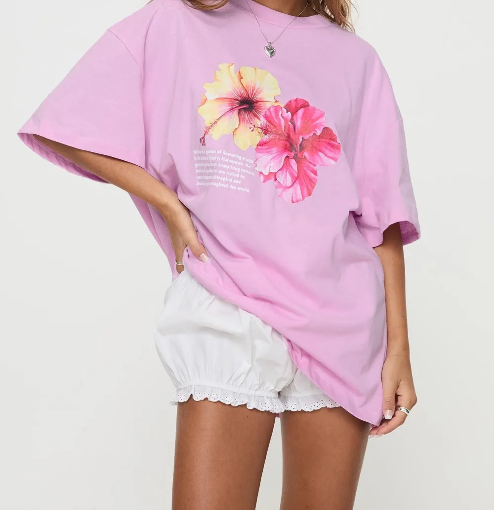 Pink Organic Cotton Oversized Graphic Tee