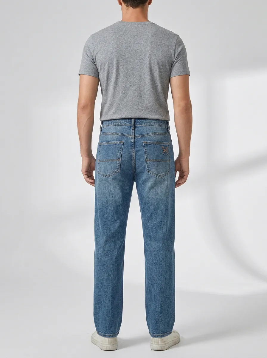 Men's Casual Fashion X-Embroidery Printed Straight Jeans