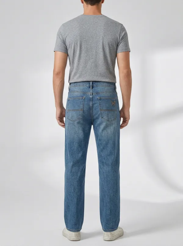 Men's Casual Fashion X-Embroidery Printed Straight Jeans