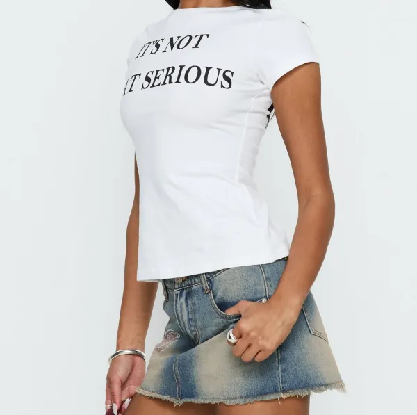 White and Black Graphic Baby Tee