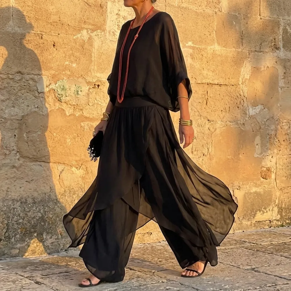 Flowy Chiffon Pants Set