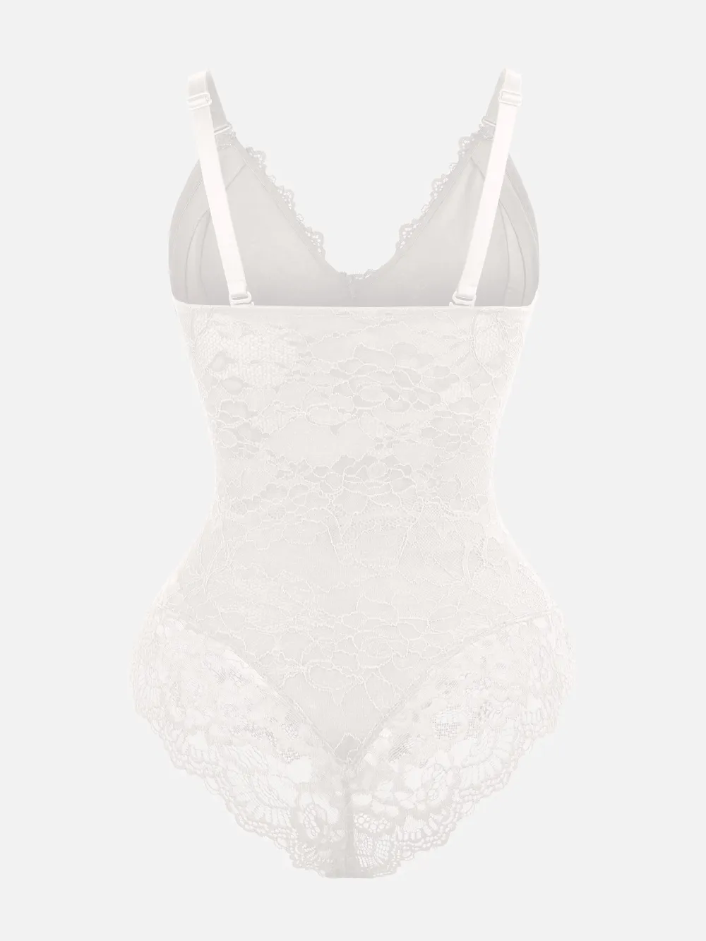 V Neck Lace Trim Shaping Bodysuit