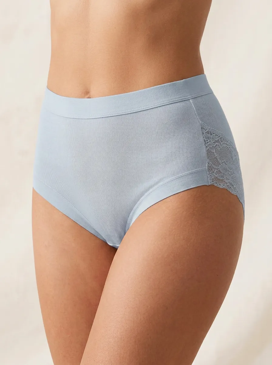 Contemporary Lace Trim Lace Ribbed Everyday Edit Women's Panties