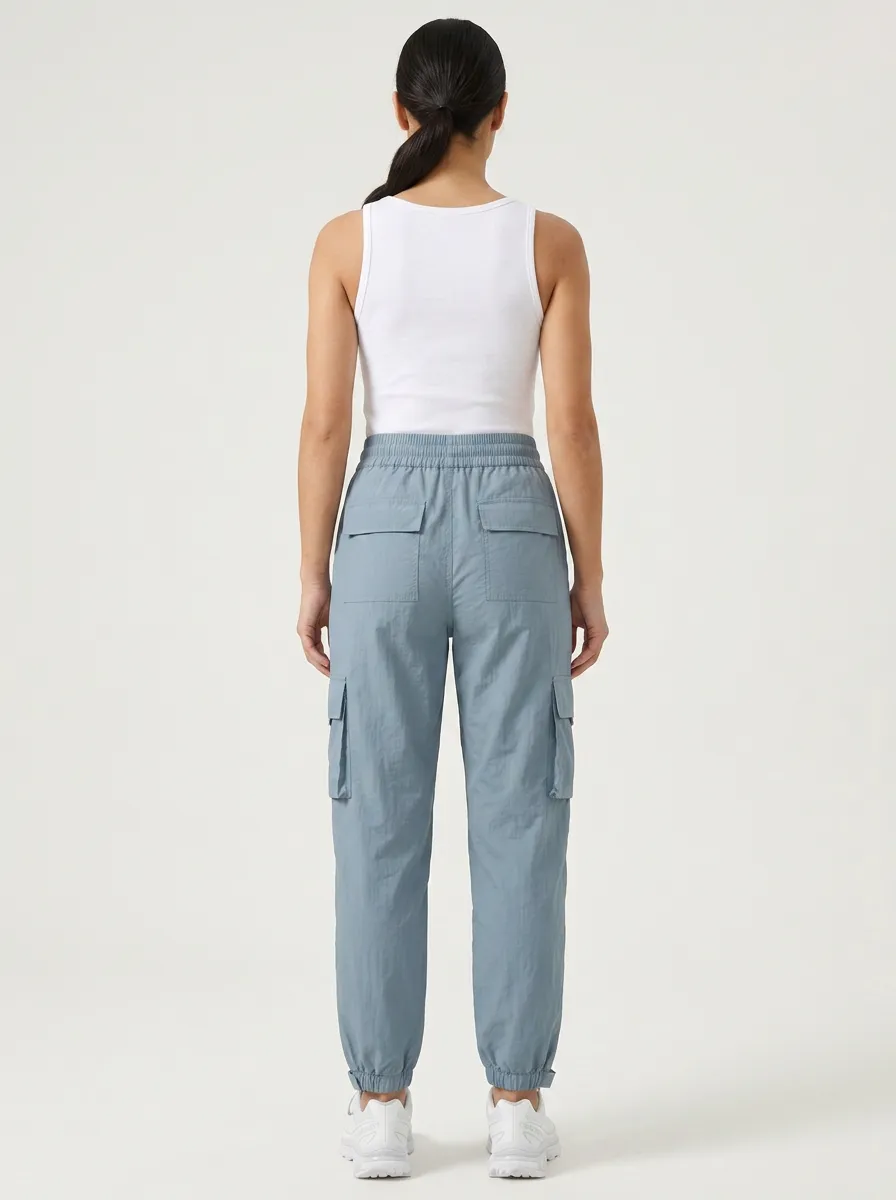 Multi-Pocket Pocket Elastic-Waist Casual Breathable Cargo Pants