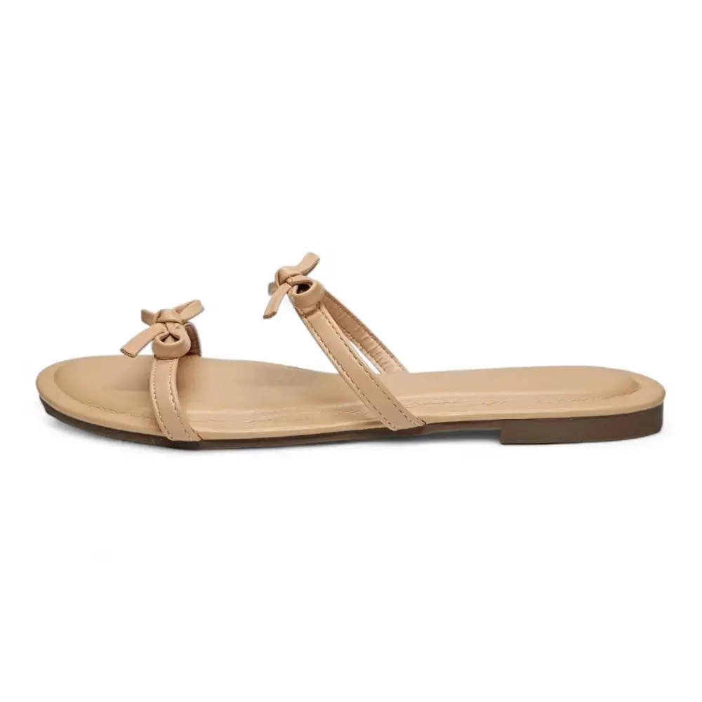 Wallet Double Bow Strap Slide Sandal
