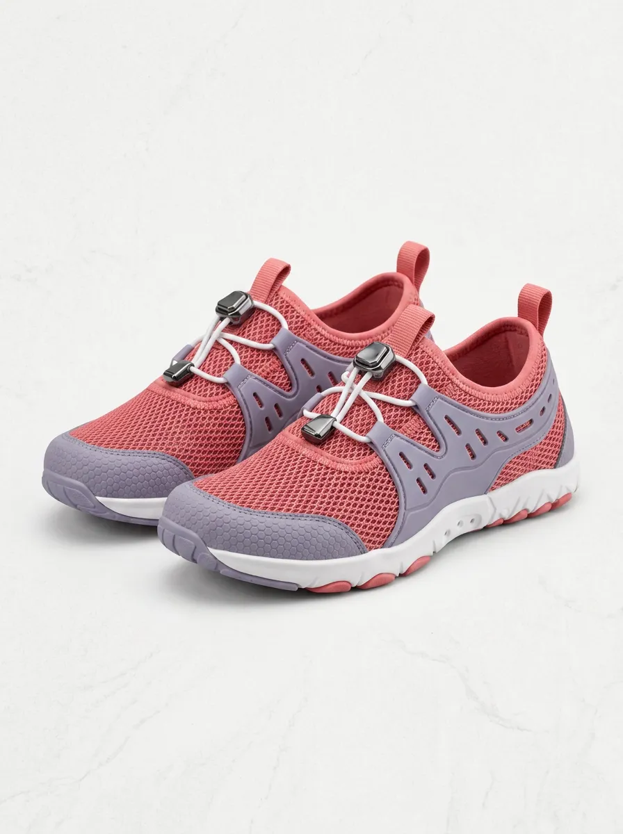 Women's Casual Sporty Pink Purple Mesh Printed Sneakers