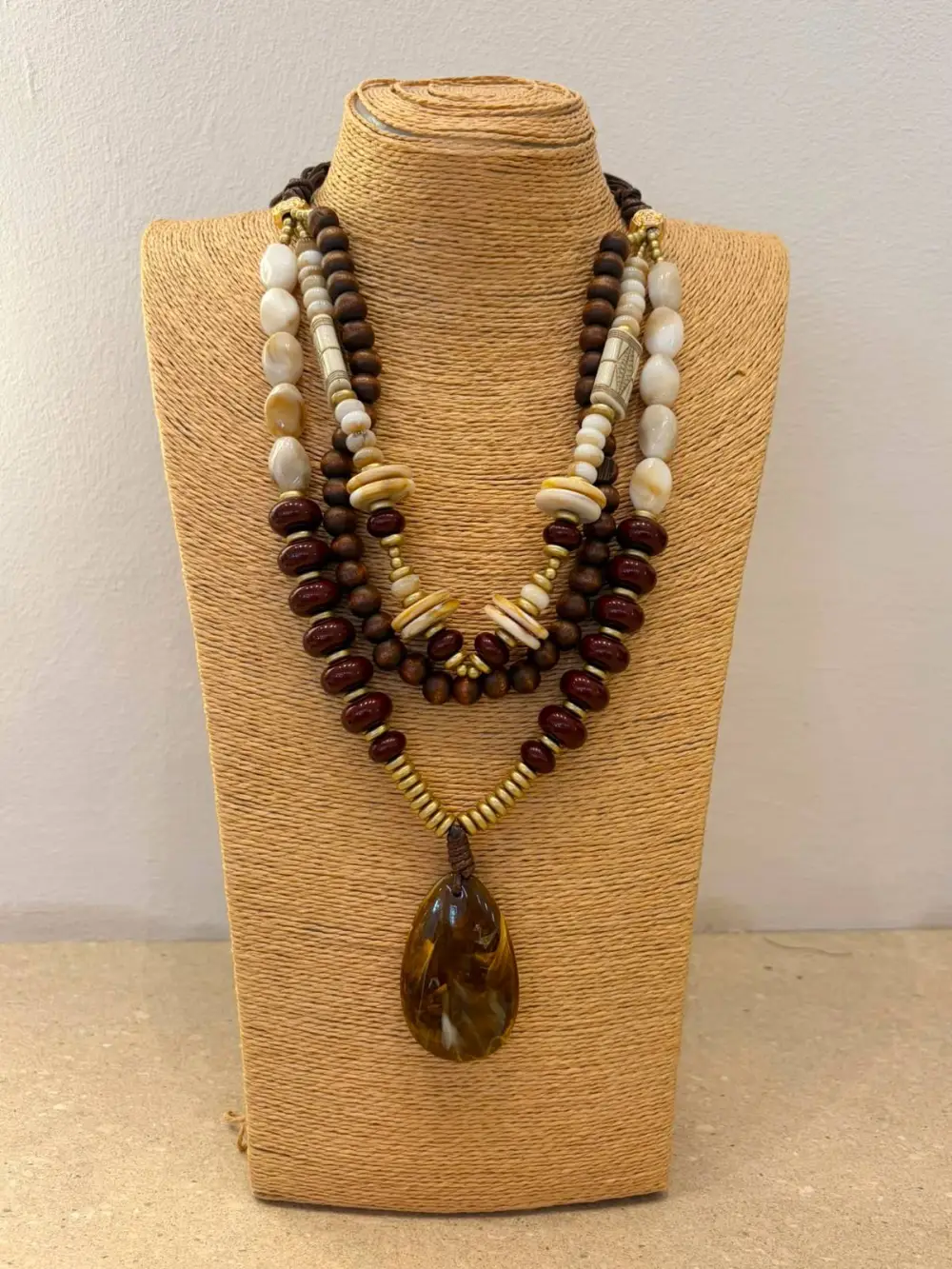 Long Profile Beaded Sliding Cord Necklace