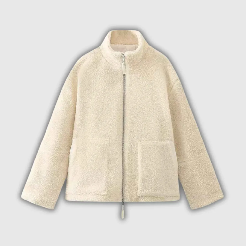 Stand Collar Teddy Fleece Oversized Jacket