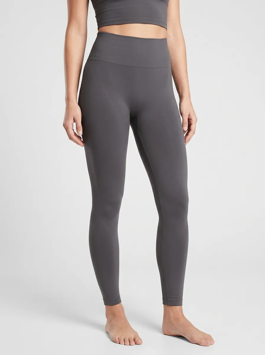 Women's Tonal-Stitch Full-Length Tapered-Leg High-Rise Leggings