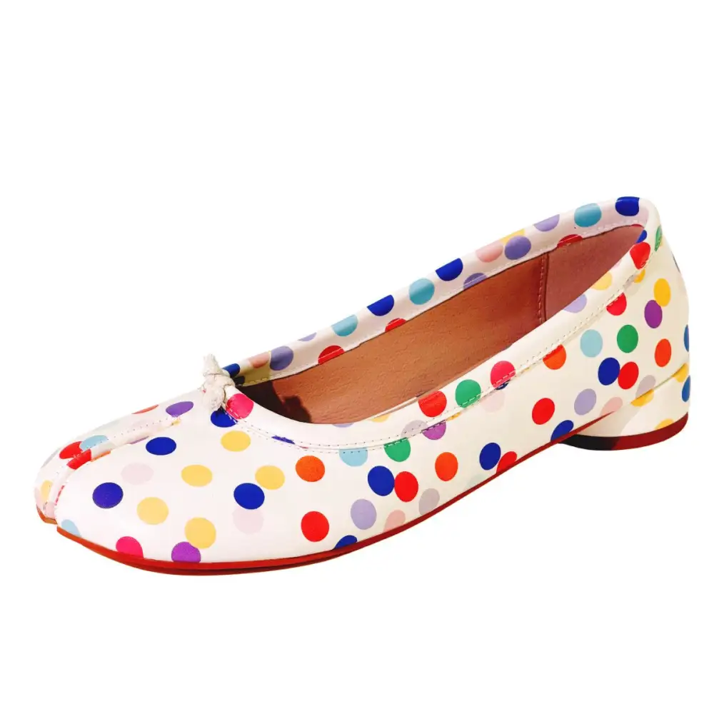 Polka Dot Round Toe Chunky Heel Pumps