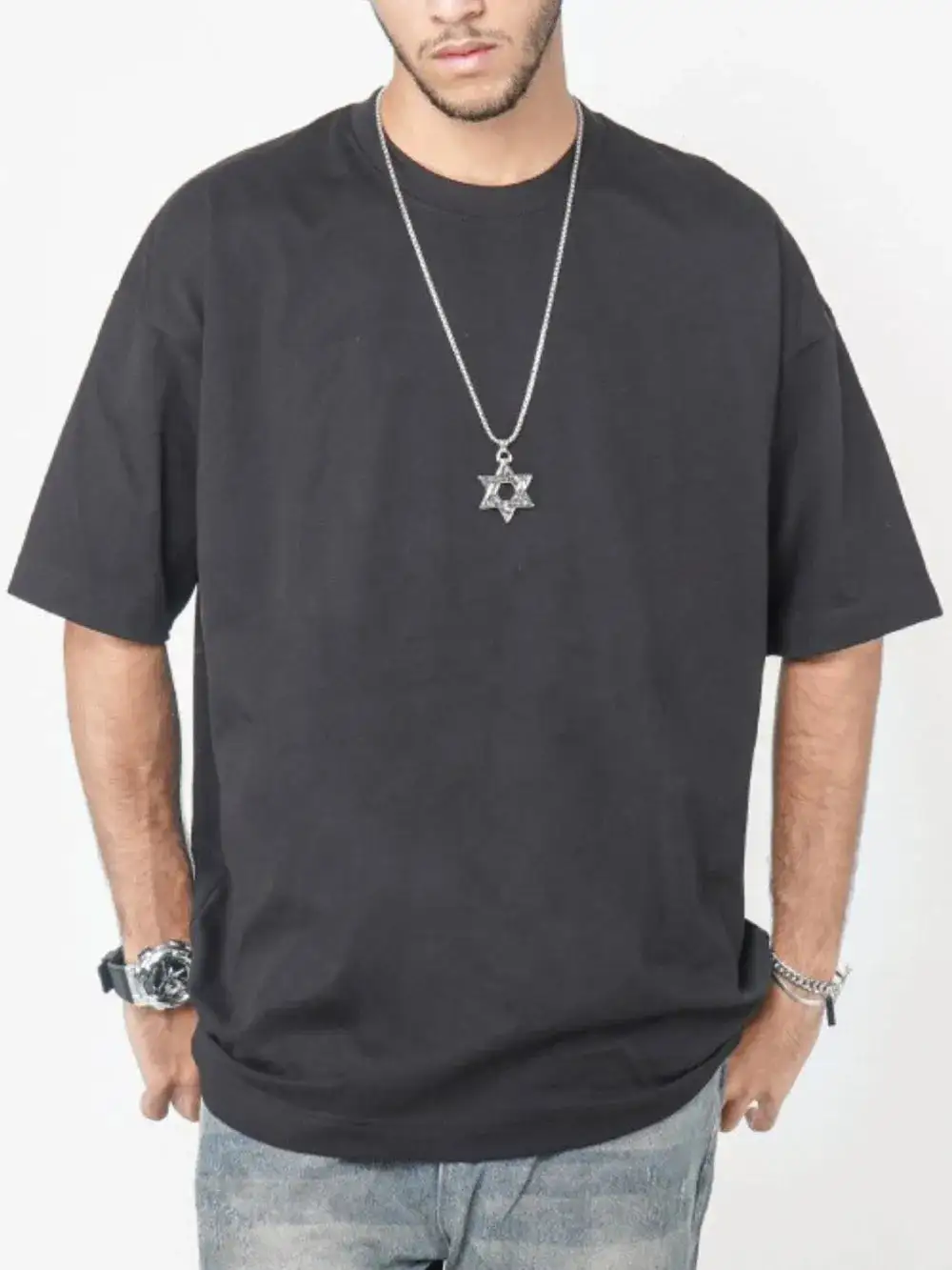 Woven Crew Neck Short Sleeve Tee