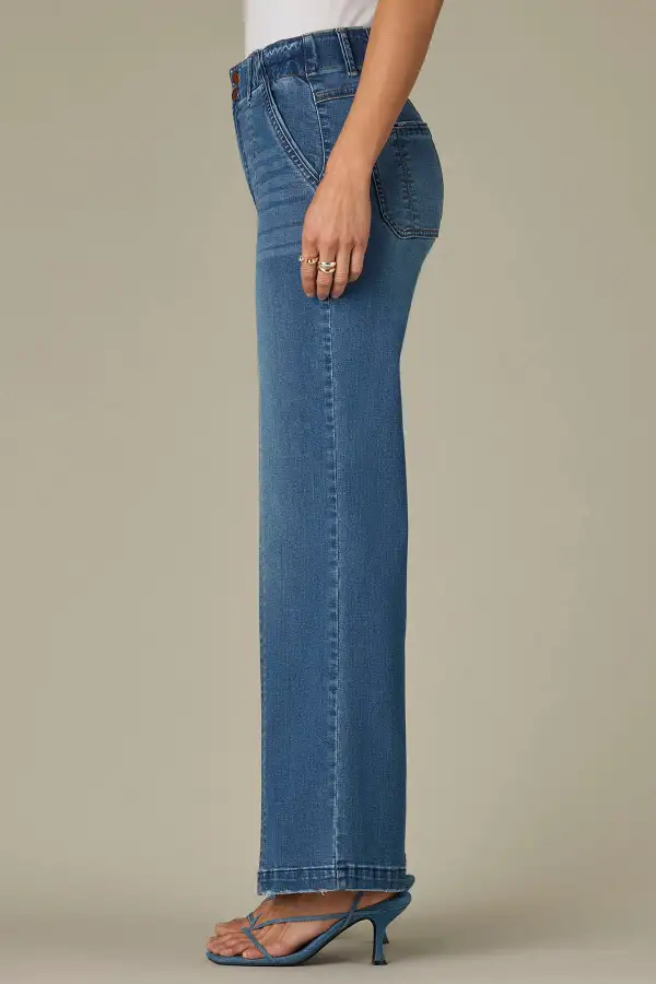   Center Front Seam Petite Wide Leg Jeans