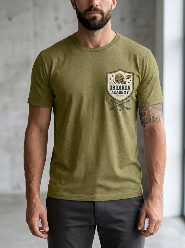 Men's Football Fan Gridiron Academy Shield Graphic T-shirt