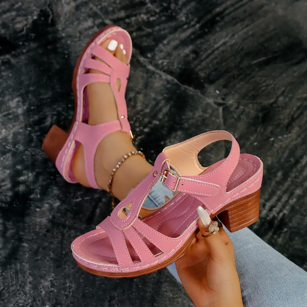 Thick Sole Peep Toe Wedge Sandals