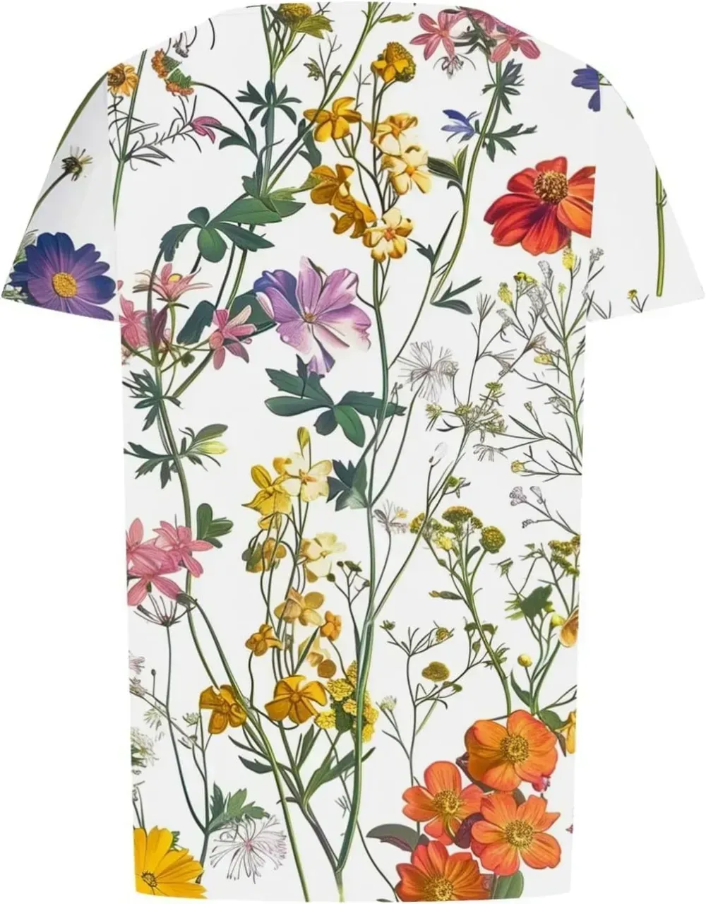 Womens Summer Pleated Front Shirts Tunics Casual Short Sleeved Loose Round Neck Boho Printed Tops Vacation Blouse