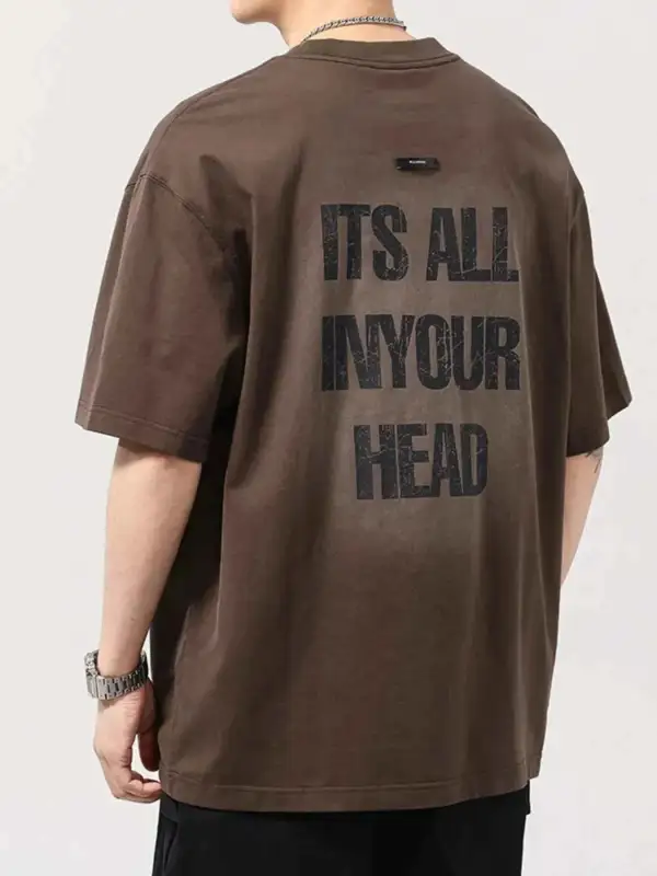 Letter Back Round Neck T-Shirt