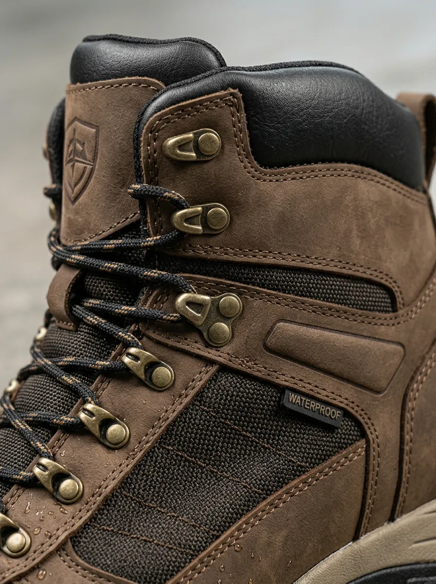 Men's Waterproof Tactical Shield Brown Printed Work Boots