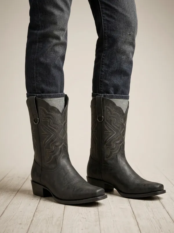 Retro Western Cowboy Embroidered Boots Men
