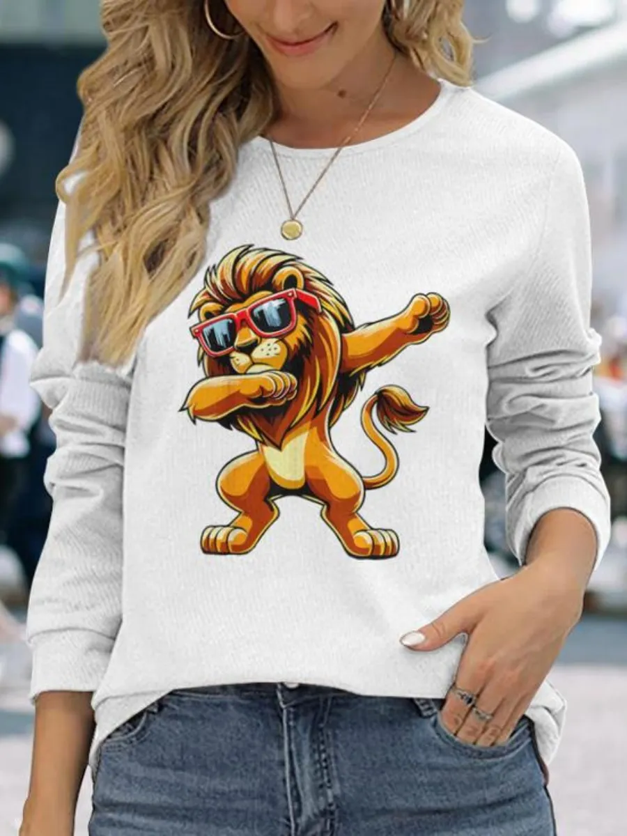 Hip Hop Lion Printed T-Shirt
